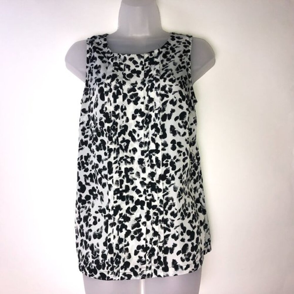 Merona Black White Floral Pattern Blouse XS/TP